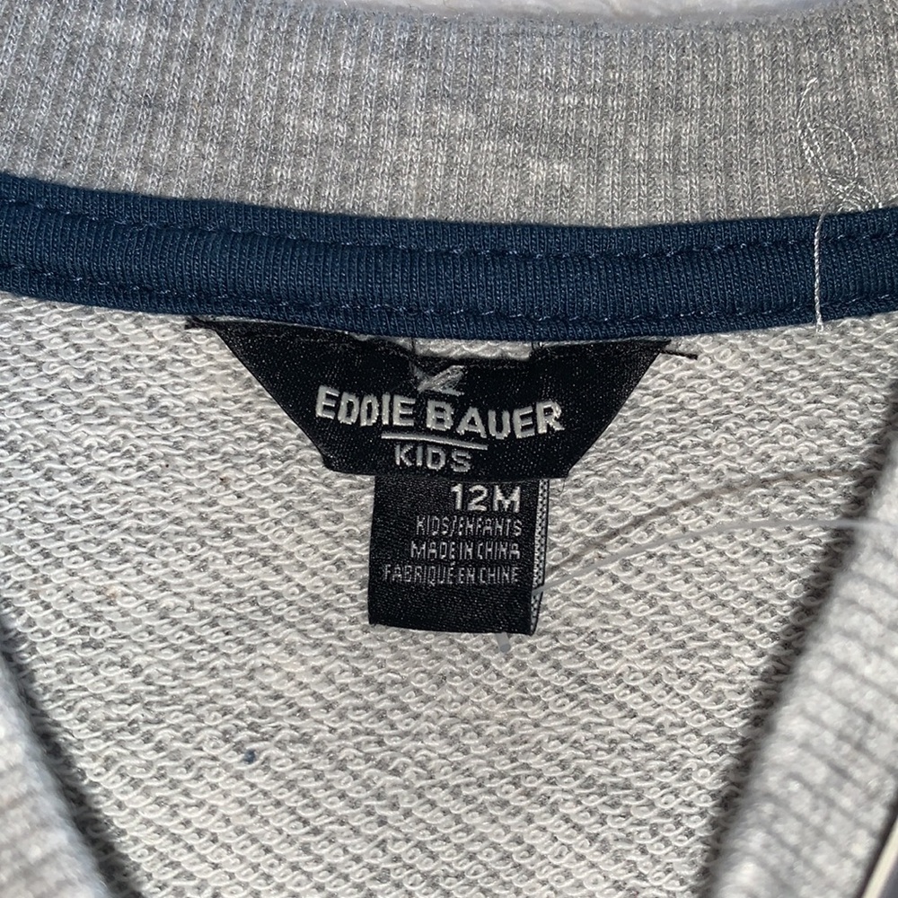 NWT Eddie Bauer 12M Baby Gray /Navy Sweatshirt & Shorts French Terry Set - Picture 6 of 8